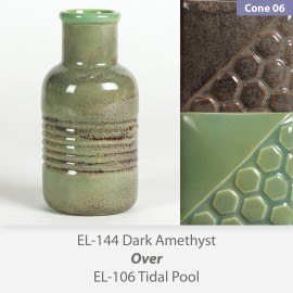 Dark Amethyst EL144 over Tidal Pool EL106 Glaze Combination Dark Amethyst EL144 over Tidal Pool EL106 Glaze Combination